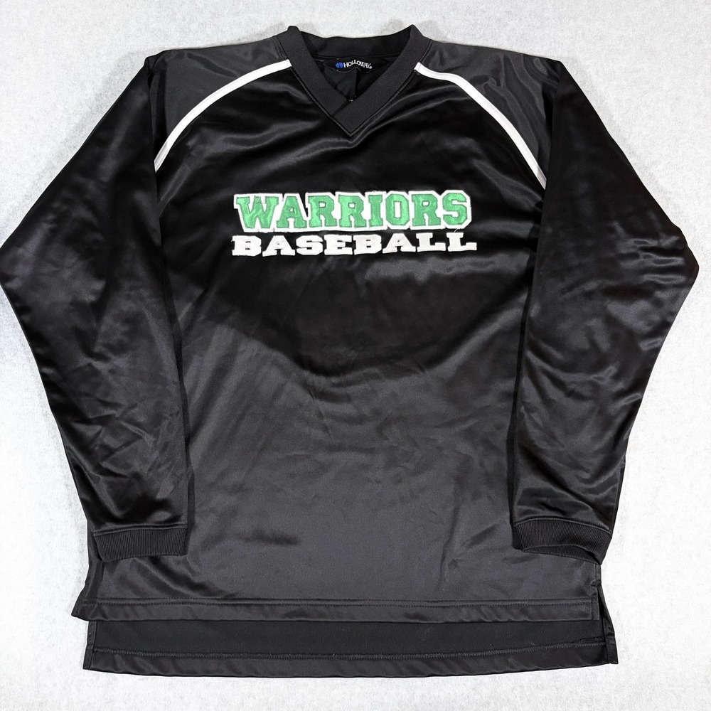 Holloway Warriors Baseball Pullover Windshirt Black Green Mens Large WPL 11783